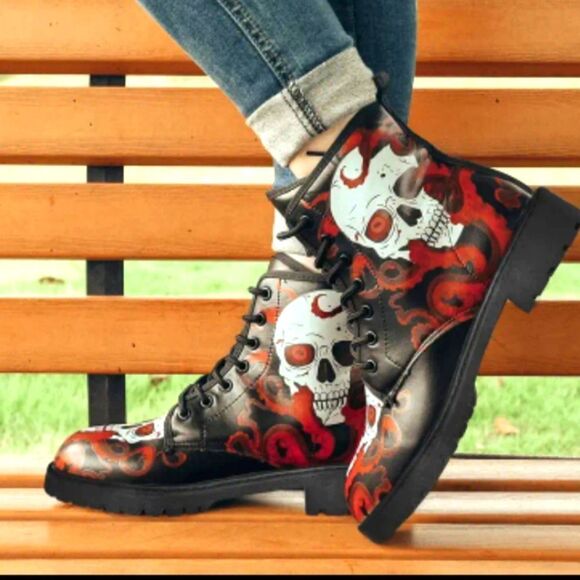 Ladie's punk rock combat boots sz 8 - Picture 8 of 8